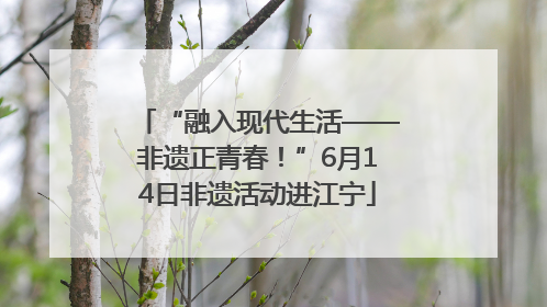 “融入现代生活——非遗正青春！”6月14日非遗活动进江宁
