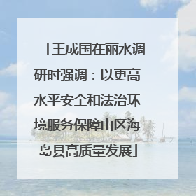 王成国在丽水调研时强调：以更高水平安全和法治环境服务保障山区海岛县高质量发展