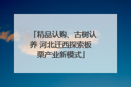 精品认购、古树认养 河北迁西探索板栗产业新模式