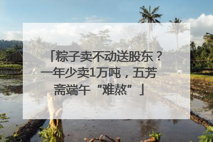 粽子卖不动送股东？一年少卖1万吨，五芳斋端午“难熬”