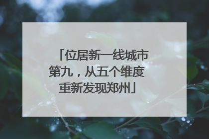 位居新一线城市第九，从五个维度重新发现郑州