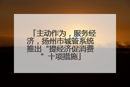 主动作为，服务经济，扬州市城管系统推出“提经济促消费”十项措施