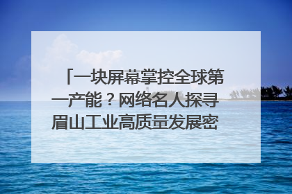 一块屏幕掌控全球第一产能？网络名人探寻眉山工业高质量发展密码｜网络名人四川行