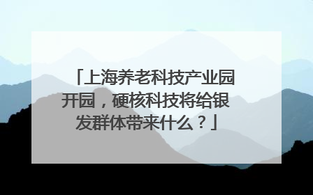 上海养老科技产业园开园，硬核科技将给银发群体带来什么？
