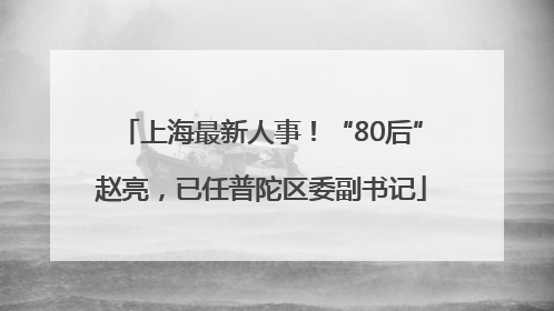 上海最新人事！“80后”赵亮，已任普陀区委副书记