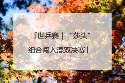 世乒赛｜“莎头”组合闯入混双决赛