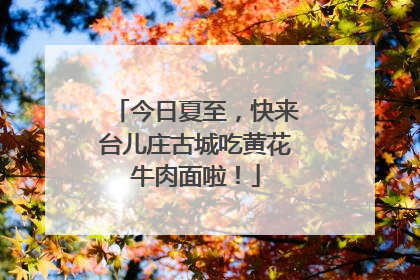 今日夏至，快来台儿庄古城吃黄花牛肉面啦！