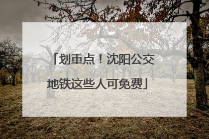 划重点！沈阳公交地铁这些人可免费