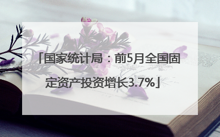 国家统计局：前5月全国固定资产投资增长3.7%