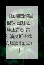 国潮晋韵呈锦绣 当打之年正青春 青年演员折子戏专场演出启动