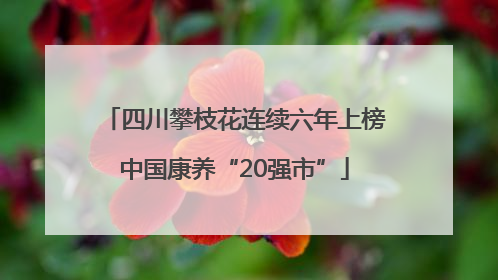 四川攀枝花连续六年上榜中国康养“20强市”