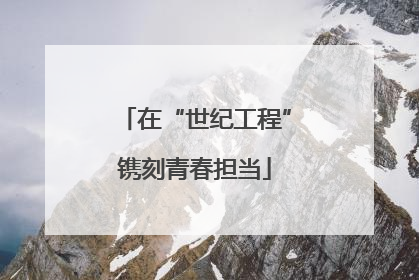 在“世纪工程”镌刻青春担当