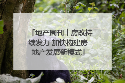地产周刊丨房改持续发力 加快构建房地产发展新模式