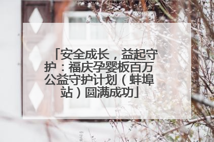 安全成长，益起守护：福庆孕婴板百万公益守护计划（蚌埠站）圆满成功
