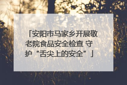 安阳市马家乡开展敬老院食品安全检查 守护“舌尖上的安全”