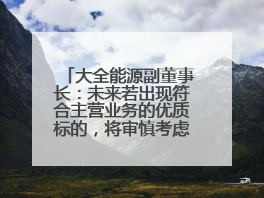 大全能源副董事长：未来若出现符合主营业务的优质标的，将审慎考虑并购机会