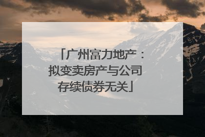 广州富力地产：拟变卖房产与公司存续债券无关