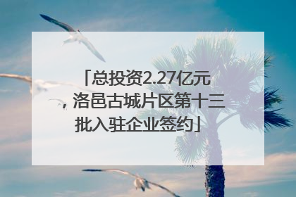 总投资2.27亿元，洛邑古城片区第十三批入驻企业签约