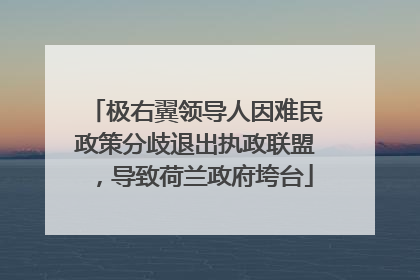 极右翼领导人因难民政策分歧退出执政联盟，导致荷兰政府垮台