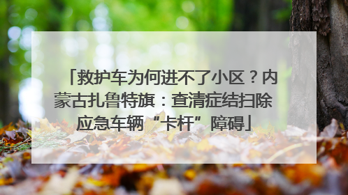 救护车为何进不了小区？内蒙古扎鲁特旗：查清症结扫除应急车辆“卡杆”障碍