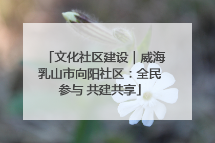 文化社区建设｜威海乳山市向阳社区：全民参与 共建共享