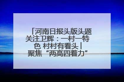 河南日报头版头题关注卫辉：一村一特色 村村有看头 ︳聚焦“两高四着力”·一“县”观察