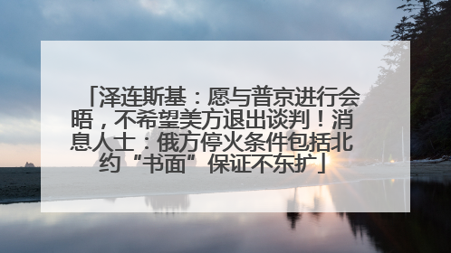 泽连斯基：愿与普京进行会晤，不希望美方退出谈判！消息人士：俄方停火条件包括北约“书面”保证不东扩