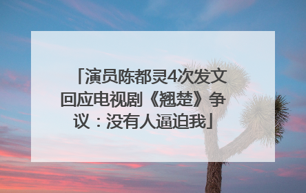 演员陈都灵4次发文回应电视剧《翘楚》争议：没有人逼迫我