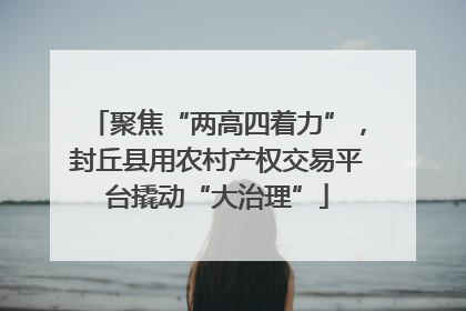 聚焦“两高四着力”，封丘县用农村产权交易平台撬动“大治理”