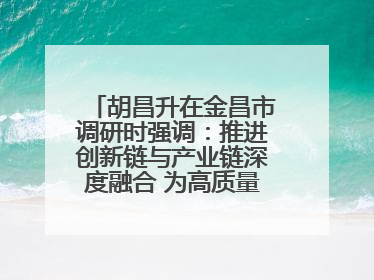 胡昌升在金昌市调研时强调：推进创新链与产业链深度融合 为高质量发展塑造新动能新优势