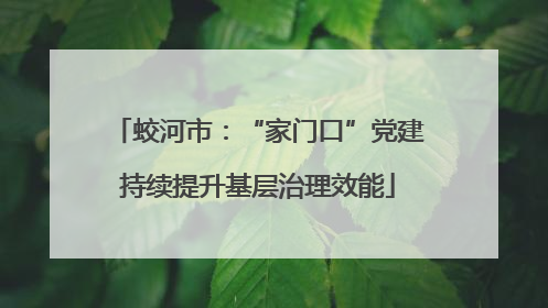 蛟河市：“家门口”党建持续提升基层治理效能