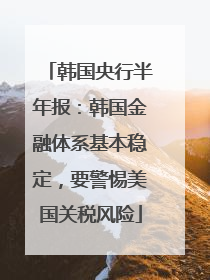 韩国央行半年报：韩国金融体系基本稳定，要警惕美国关税风险