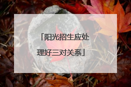 阳光招生应处理好三对关系