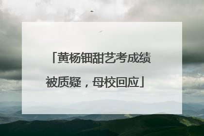 黄杨钿甜艺考成绩被质疑，母校回应